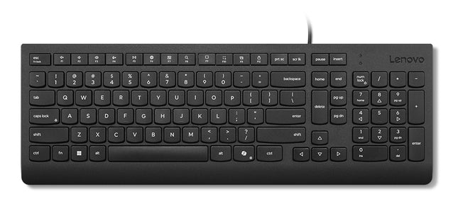 Lenovo Essential Wired Keyboard Black US English - Cable Connectivity - USB Type A Interface - CoPilot Hot Key(s) - Windows 10, Windows 11 - English (US) - PC - Plunger Keyswitch - Black
