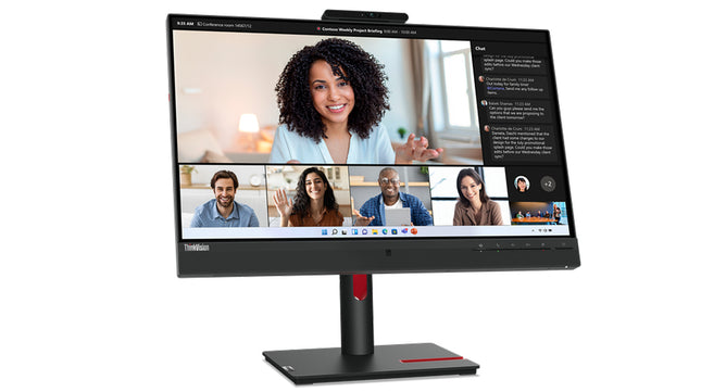 Lenovo ThinkVision T24mv-30 24" Class Webcam Full HD LED Monitor - 16:9 - Raven Black - 23.8" Viewable - In-plane Switching (IPS) Technology - WLED Backlight - 1920 x 1080 - 16.7 Million Colors - 250 Nit - 4 ms - 75 Hz Refresh Rate - Speakers - USB T...