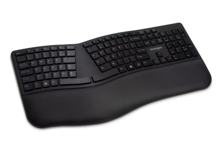 Kensington Pro Fit Ergo Wireless Keyboard-Black - Wireless Connectivity - Bluetooth/RF - 2.40 GHz - USB Interface - Black