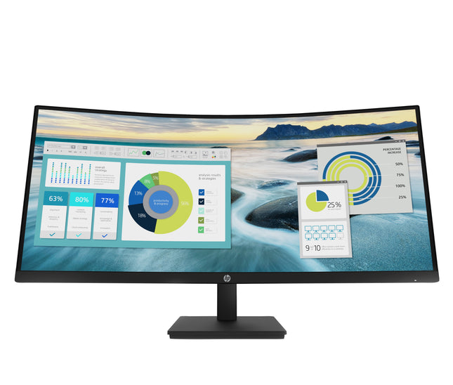 HP P34HC G4 34" Class WQHD Curved Screen LCD Monitor - 21:9 - Black - 34" Viewable - Vertical Alignment (VA) - Edge LED Backlight - 3440 x 1440 - 250 Nit - 5 ms - 100 Hz Refresh Rate - Speakers - Height, Swivel, Tilt - USB Type-C - HDMI - DisplayPort...