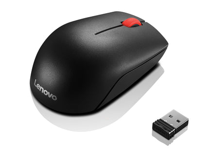 Lenovo Essential Compact Wireless Mouse - Optical - Radio Frequency - Black - USB - 1000 dpi - 3 Button(s) - Symmetrical
