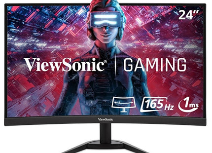 ViewSonic OMNI VX2418C 24 Inch 1080p 1ms 165Hz Curved Gaming Monitor with AMD FreeSync Premium, Eye Care, HDMI and DisplayPort - 24" OMNI Gaming Monitor - Full HD 1920 x 1080p Resolution - 16.7 Million Colors - FreeSync Premium - 250 Nit - 1ms - 165H...