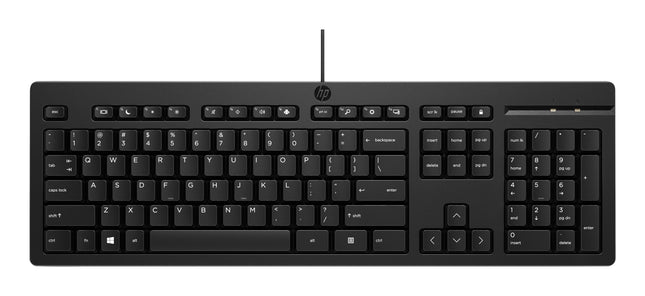 HP 125 Wired Keyboard - Cable Connectivity - USB Interface - English (US) - Chromebook, Notebook - PC - Plunger Keyswitch